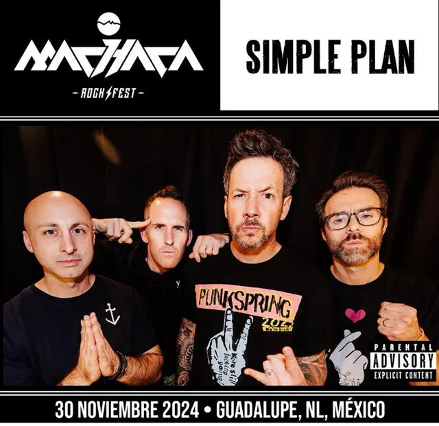 Simple Plan anuncia que se presentará en el Machaca Fest 2024.  