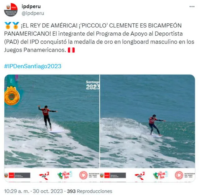 Piccolo Clemente ganó la medalla de oro para Perú en Santiago 2023.