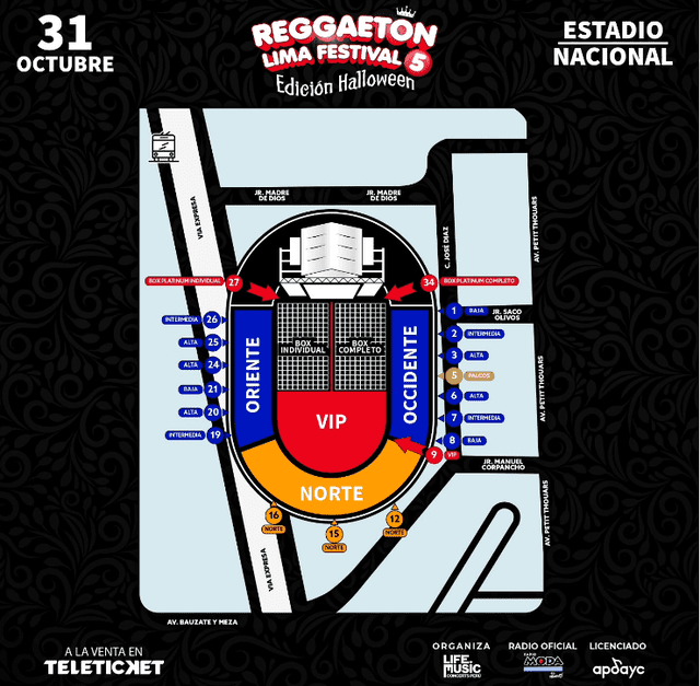  Mapa de accesos para el Reggaeton Lima Festival 2024 