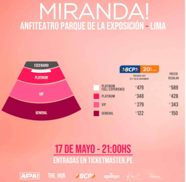  Precio de entradas para ver a Miranda! 