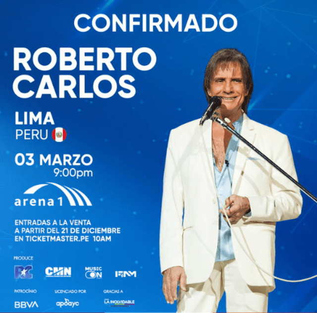  Fechas para ver a Roberto Carlos en Lima 2025 