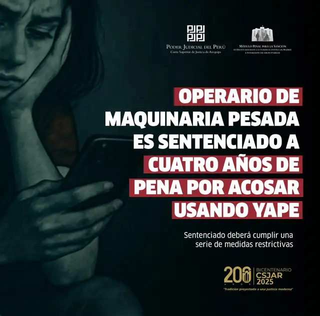 <strong> PJ le dio cuatro años de pena suspendida a hombre por acosar a su exnovia vía Yape</strong>   