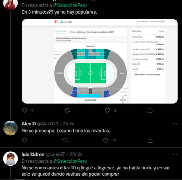 Hinchas se quejaron por no poder comprar entradas. | FUENTE: Twitter. 