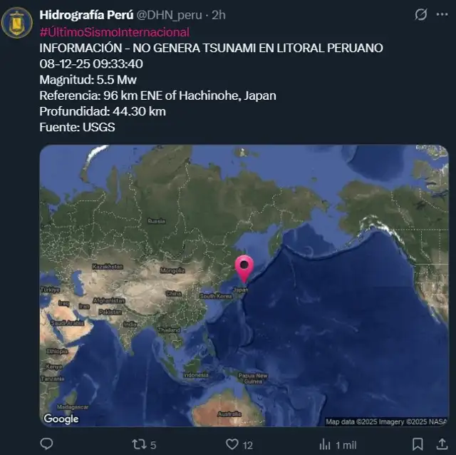 <strong>Marina de Guerra brindó información tras terremoto de 7.2 en Japón</strong> <strong>Marina de Guerra brindó información tras terremoto de 7.2 en Japón</strong>