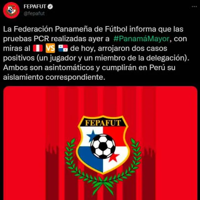 El comunicado de la Federación panameña. - FUENTE: Twitter.   