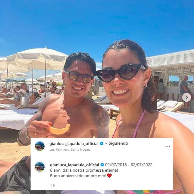 Gianluca Lapadula y su esposa celebran 6 años de casados. / FUENTE: Instagram.   