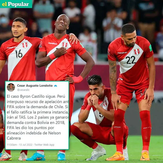 La información del periodista colombiano sobre la apelación que habría presentado la selección peruana. / FUENTE: Twitter.   
