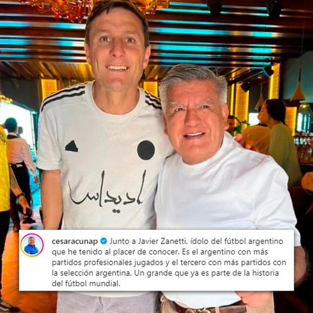 César Acuña queda maravillado al conocer al Pupi Zanetti. / FUENTE: Instagram. 