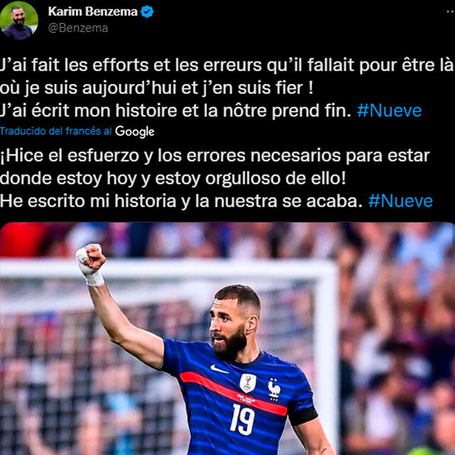 Karim Benzema anunció su retiro. / FUENTE: Twitter.   