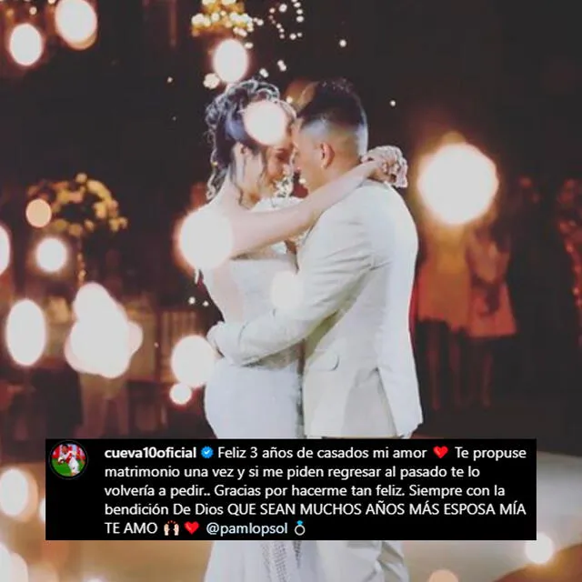 El mensaje de amor de Christian Cueva a Pamela López por un aniversario más. / FUENTE: Instagram.   