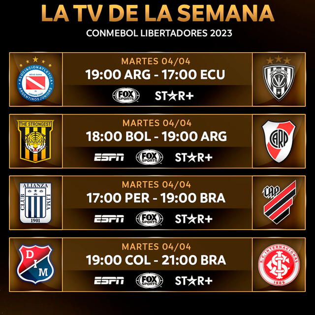 ESPN, FOX, STAR+ transmiten la Libertadores.   