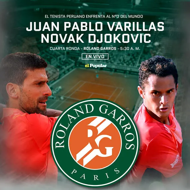 El Popular transmitirá minuto a minuto el duelo de Varillas ante Djokovic.   
