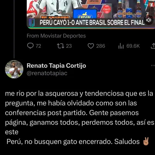 Renato Tapia desafío a periodistas vía redes sociales.