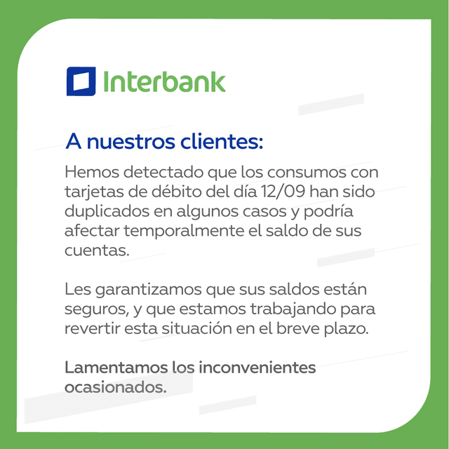 Este fue el comunicado de Interbank.   