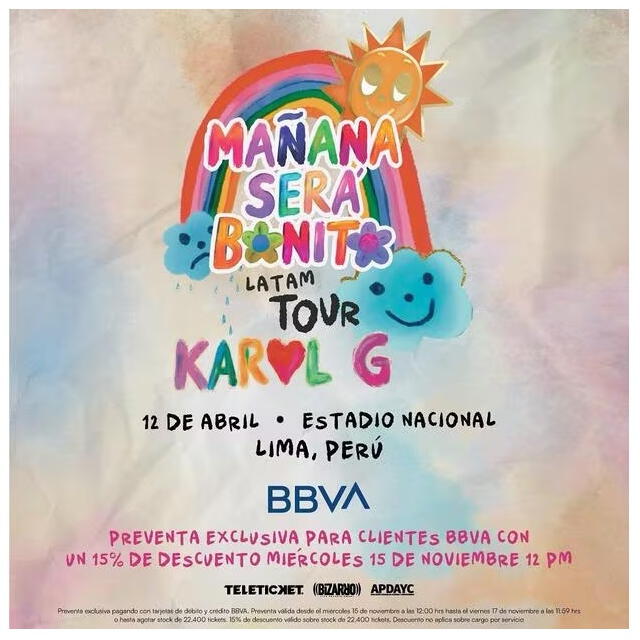 El concierto de Karol G en Lima será el 12 de abril del 2024.   
