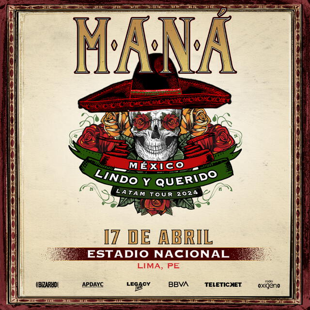 Flyer del concierto de Maná.