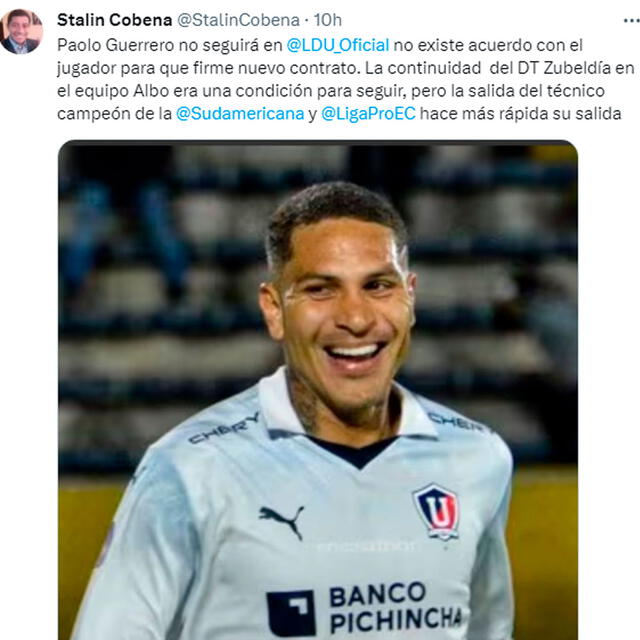 Paolo Guerrero no seguirá en LDU de Quito. 