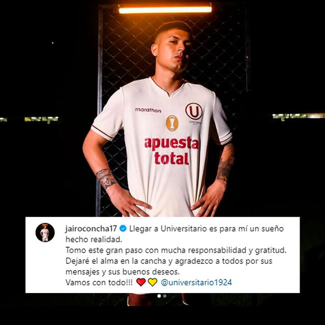 Jairo Concha y su primer mensaje como jugador de la U. / Foto: Instagram.   