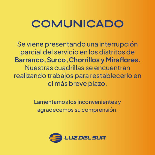 comunicado luz del sur