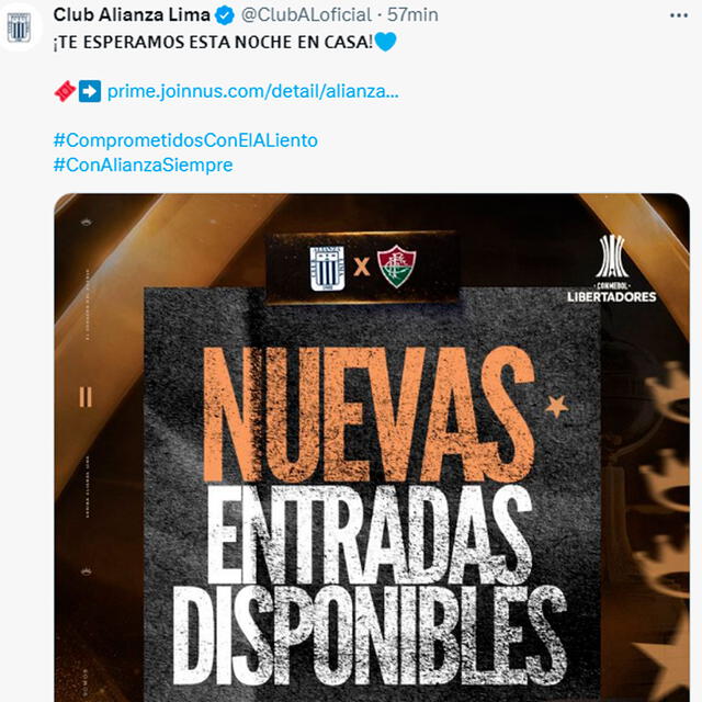 Alianza Lima lanza nuevo lote de entradas. / Foto: X.   