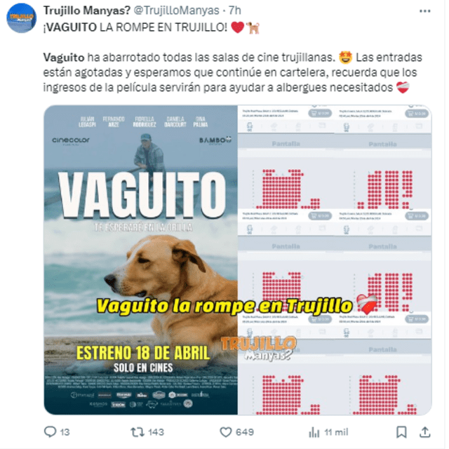 'Vaguito' llena las salas de los cines. / Captura: X    
