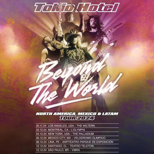 Tokio Hotel regresa al Perú con su gira Beyond the World 2024: fecha, precios y más del concierto.