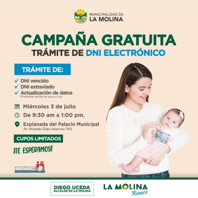 Campaña de DNI en La Municipalidad de La Molina.  