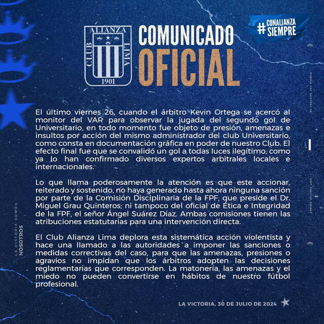 Alianza Lima pide sanción para Jean Ferrari, administrador de Universitario 