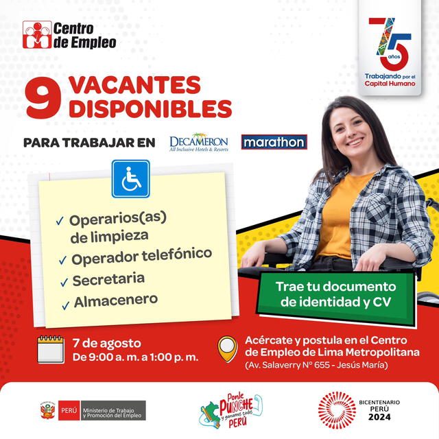 Opotunidad laboral en Lima.