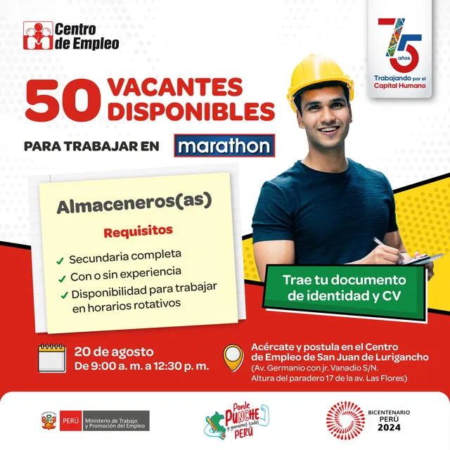 ¡MTPE impulsa empleo en Lima! Convocatoria de trabajo para almaceneros y más con solo secundaria completa: postula así