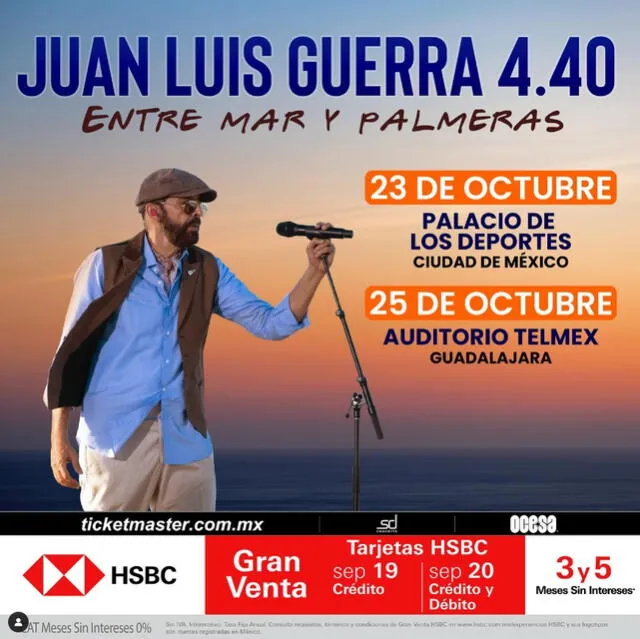 Juan Luis Guerra llega a México con una doble fecha.    