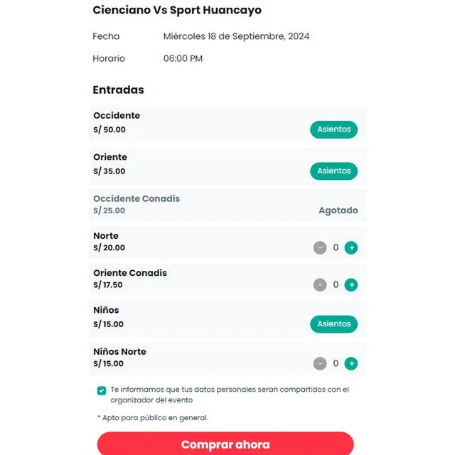 Cienciano vs. Sport Huancayo, todavía hay entradas en Joinnus. / Foto: Internet.   