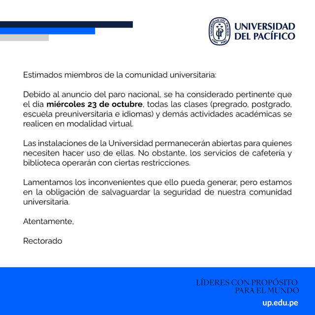 Paro de transportistas 23 de octubre: estas son las universidades e institutos que no tendrán clases presenciales