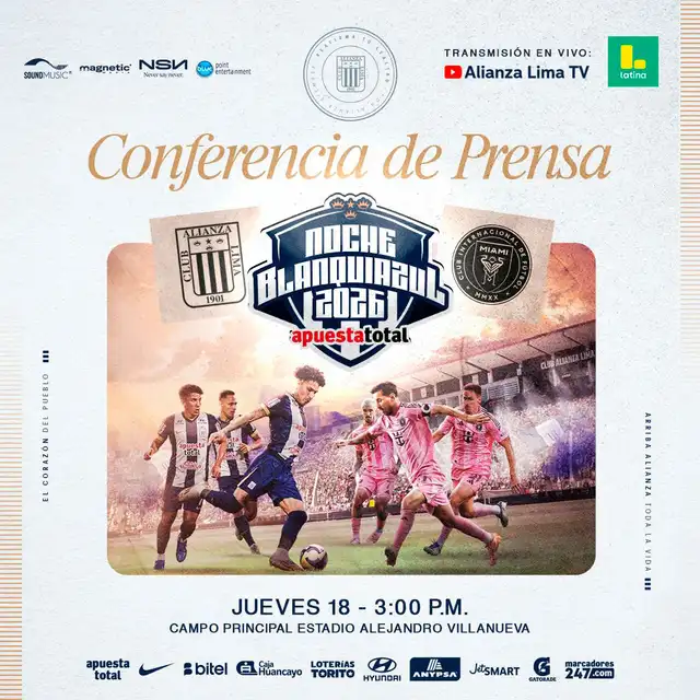 Este jueves 18 de jueves se llevará a cabo la conferencia de prensa del amistoso internacional. Foto: Alianza Lima Este jueves 18 de jueves se llevará a cabo la conferencia de prensa del amistoso internacional. Foto: Alianza Lima