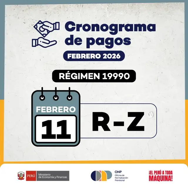 <strong>La ONP paga este miércoles 11 de febrero a jubilados de la Ley 19990</strong>   