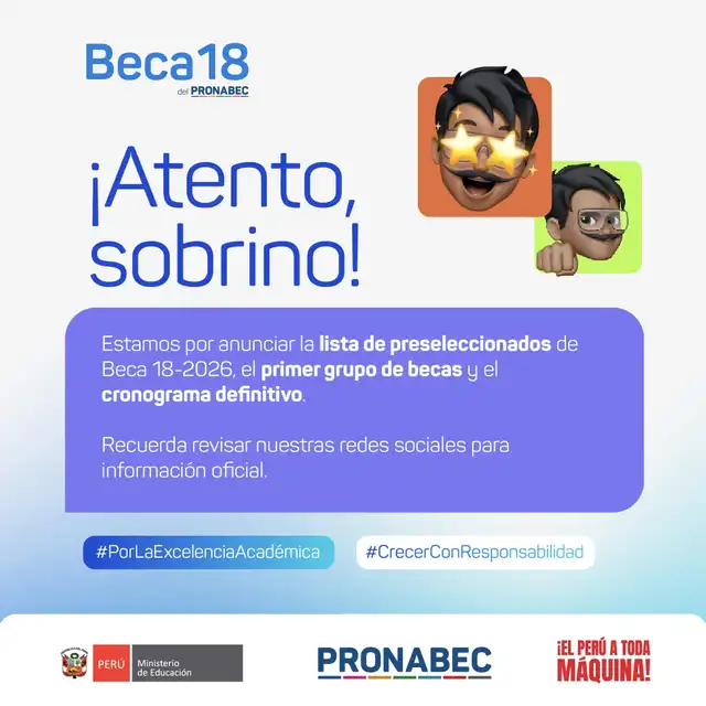 <strong>Pronabec se pronuncia sobre el proceso de Beca 18</strong>   