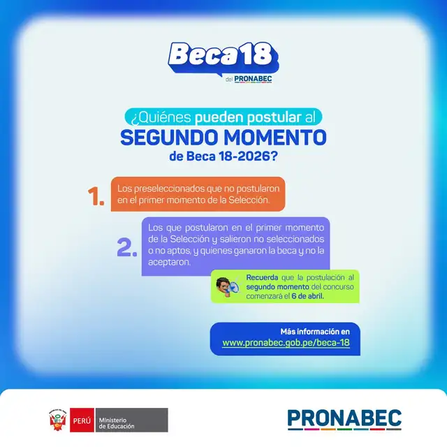 Pronabec anunció segunda etapa de oportunidad para lograr vacante en Beca 18