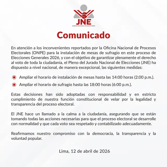 Comunicado del JNE