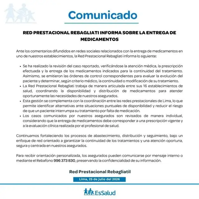 EsSalud responde ante la entrega de medicamentos: ¿Cuándo iniciará la distribución en pacientes? EsSalud responde ante la entrega de medicamentos: ¿Cuándo iniciará la distribución en pacientes?