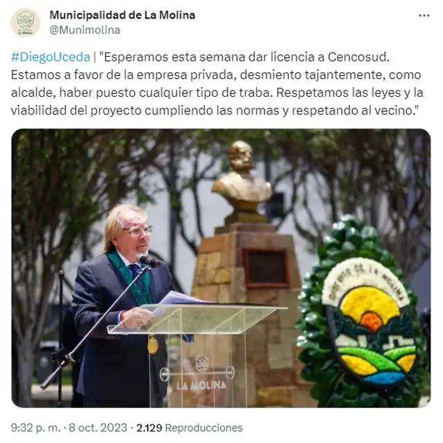 La Molina estaría pronto a darle la licencia de edificación al nuevo mall de Cencosud.    