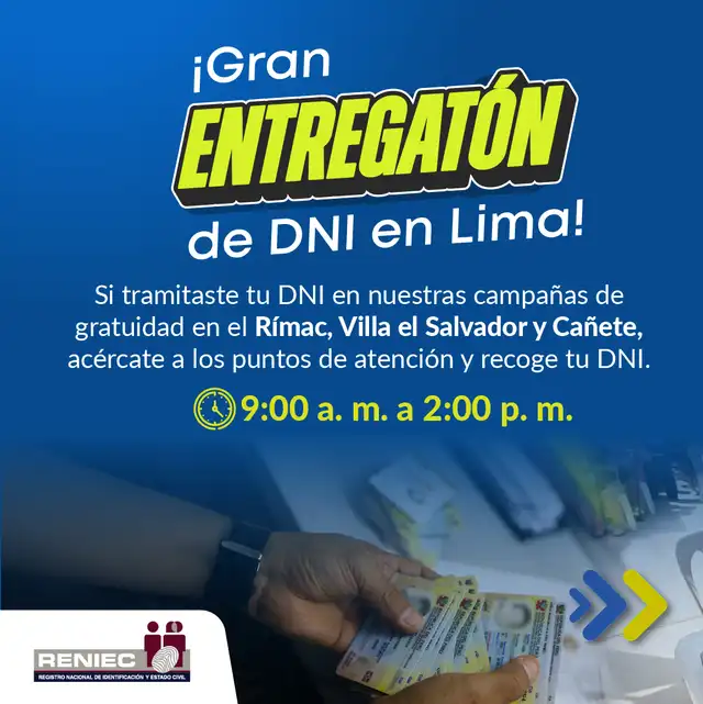 Reniec lanza ‘Entregatón de DNI’ en Lima: conoce los distritos y locales para recoger tu documento.