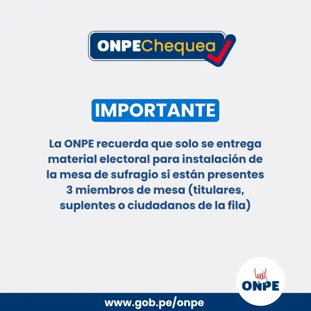 ONPE se pronuncia ante la falta de entrega de material electoral. 