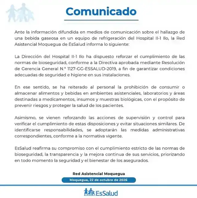 Comunicado de EsSalud.