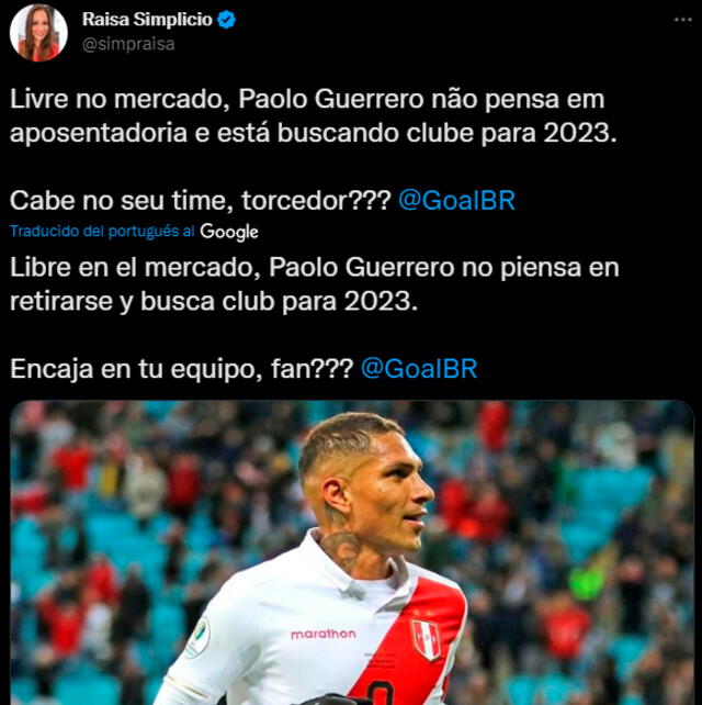 Paolo Guerrero no quiere retirarse del fútbol. / Imagen: Twitter.   