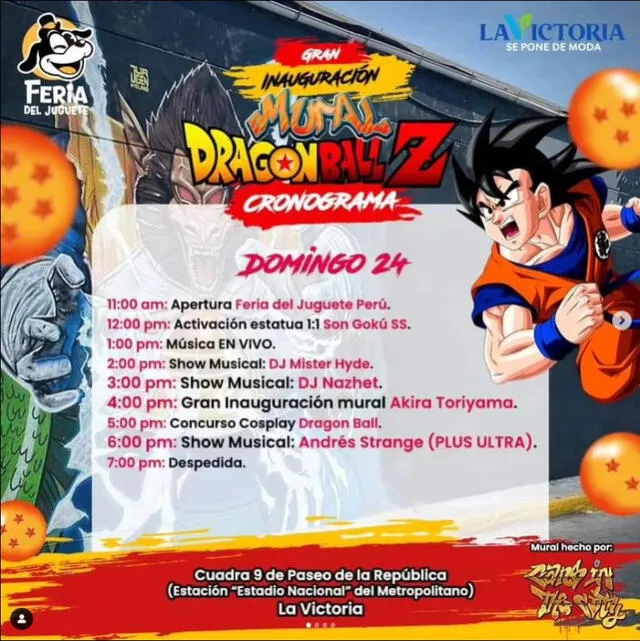 Inaugurarán mural de Dragon Ball en homenaje a Akira Toriyama en La Victoria.   