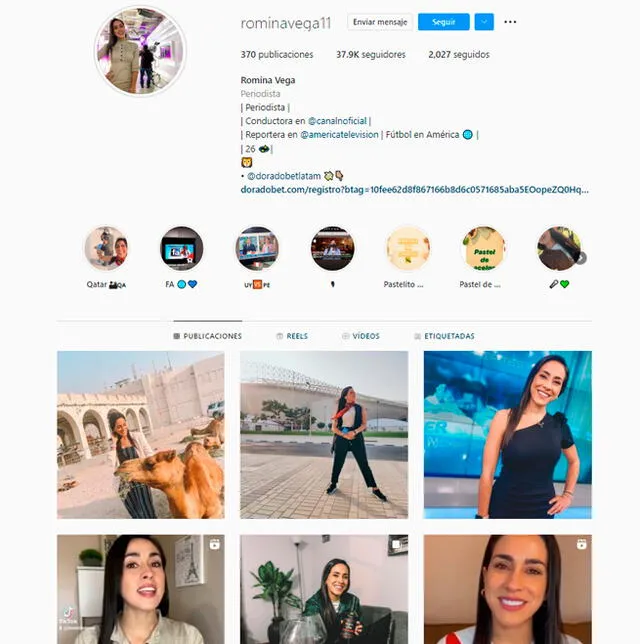  Romina Vega tiene 37 mil seguidores en Instagram. Foto: Instagram.  