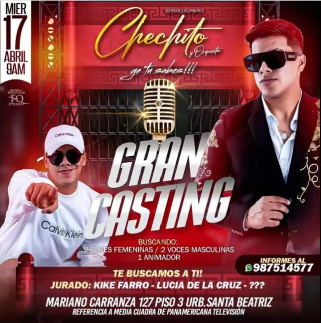 Chechito y su Orquesta anuncia su gran casting.