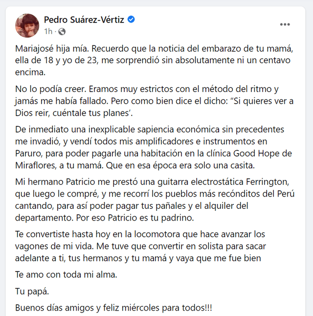 Pedro Suárez Vértiz en Facebook