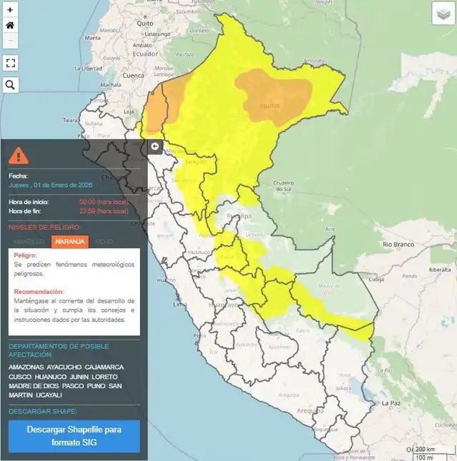 Senamhi emite alerta naranja en diversas regiones del Perú. Senamhi emite alerta naranja en diversas regiones del Perú.