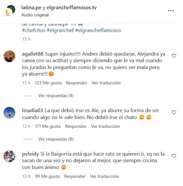 Usuarios exigen la salida de Alejandra Baigorria de El Gran Chef Famosos / Instagram   